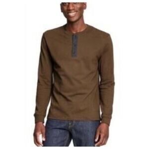 3.1 Phillip Lim Target Henley Long Sleeve Shirt Men XL Brown Casual